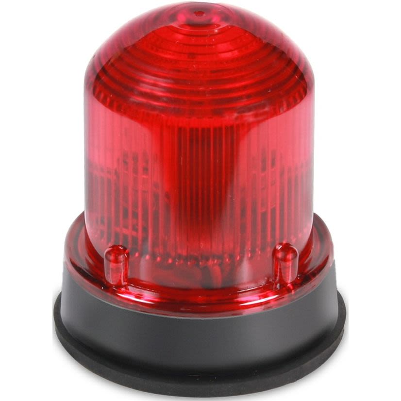 EDWARDS 125LEDFR120AB Standard Flashing Beacon, 120 VAC, LED Lamp, 3-1/4 in Dia, Panel Mount, Red Lens